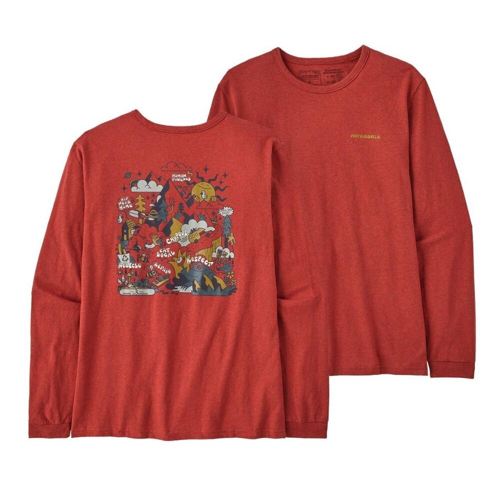 Patagonia How To Slide Responsibili-Tee Burl Red Size Small NWT